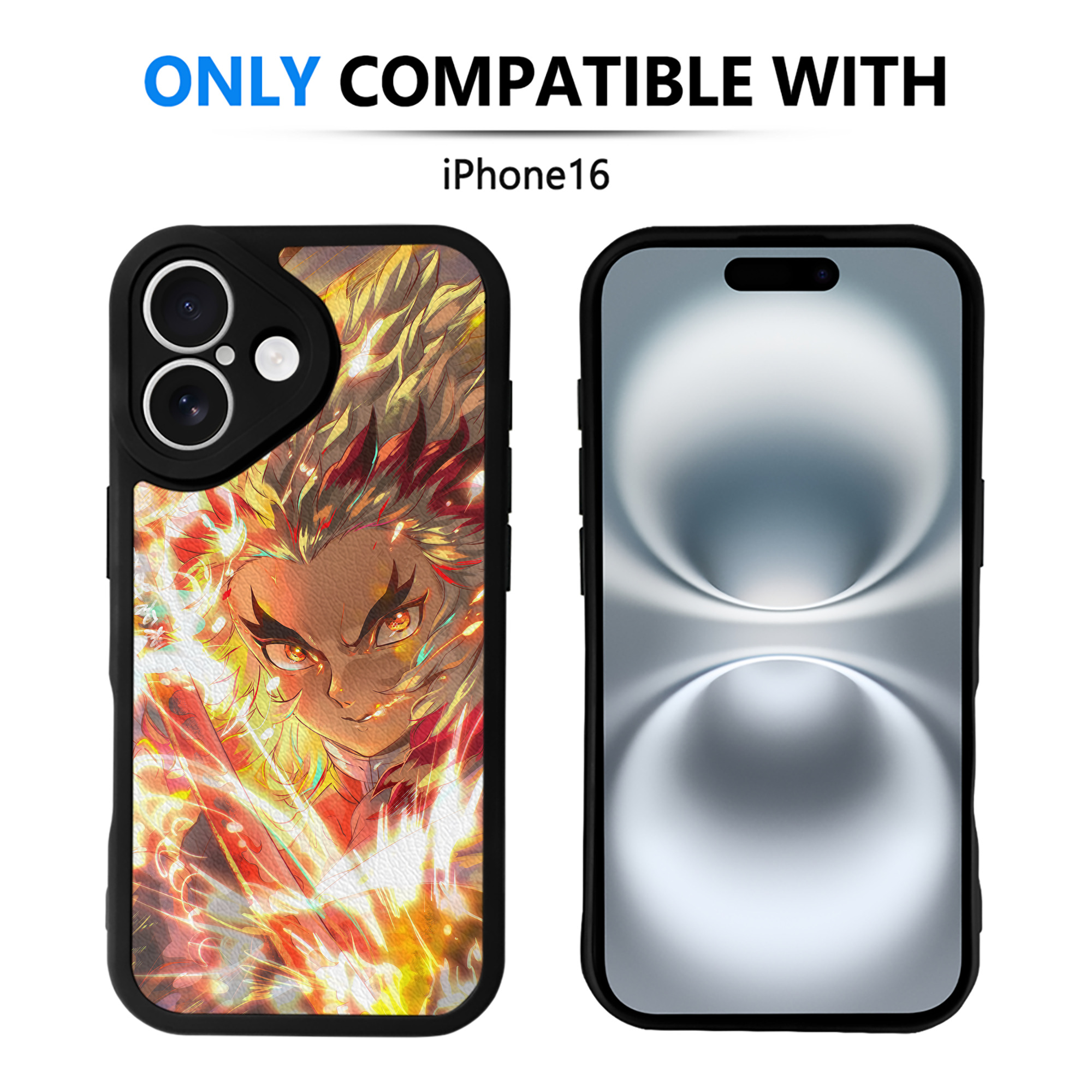 （画像用） 炎柱-煉󠄁獄 杏寿郎／れんごく きょうじゅろう Rengoku Kyoujurou 【iPhone 16シリーズ対応】シリコンスマホケース（レザー調） 材質：シリコン